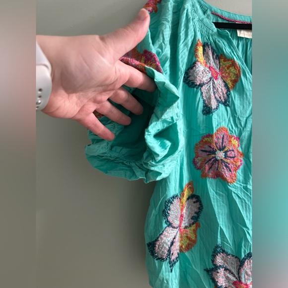 Anthropologie Maeve Embroidered Peasant Blouse floral - Picture 9 of 12